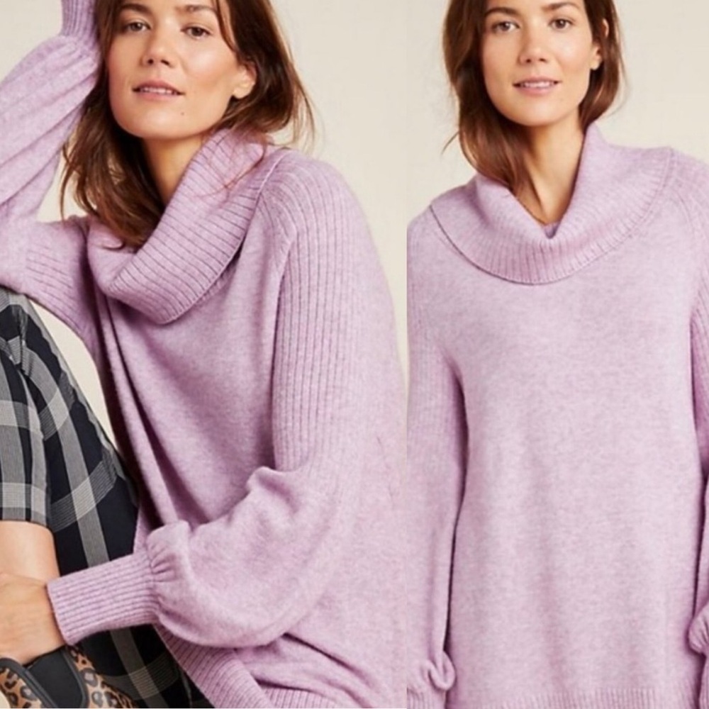 Anthropologie Paloma‎ Lavender knit Cowl neck Ballon sleeve Sweater size XS